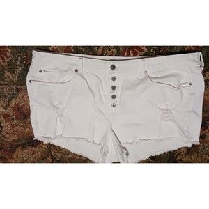 Torrid Button Fly Classic Denim High Rise White Short Raw Hem  Size26 Distressed